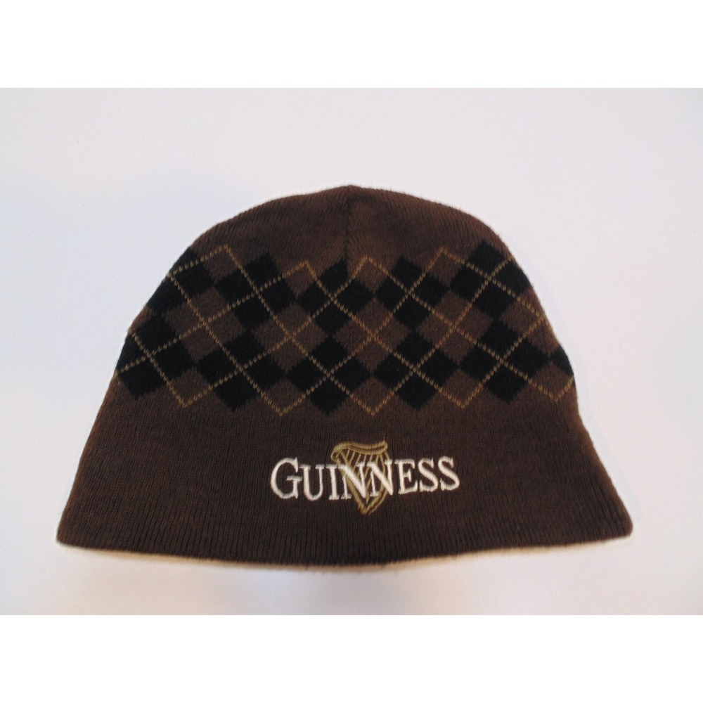 GUINNESS STOUT Logo Argyle Reversible Knit Hat Ireland Beer - Picture 3 of 7